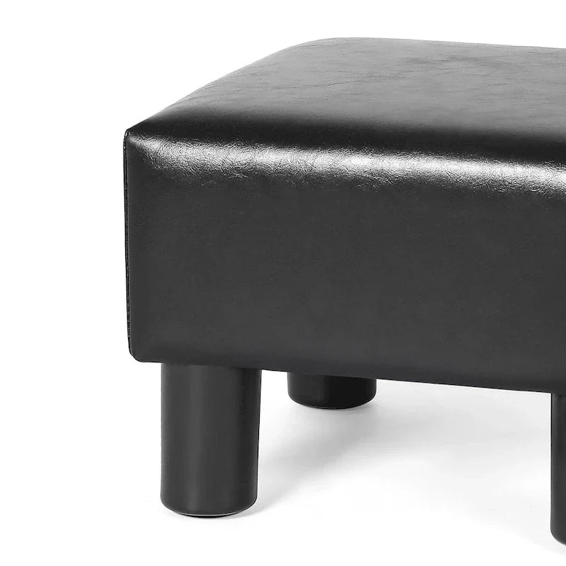 Adeco Faux Leather Footrest Ottoman with Plush Upholstery 18