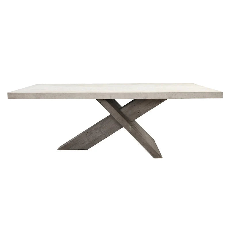 Modern Dining Table with Concrete Top and X Shape Base 2