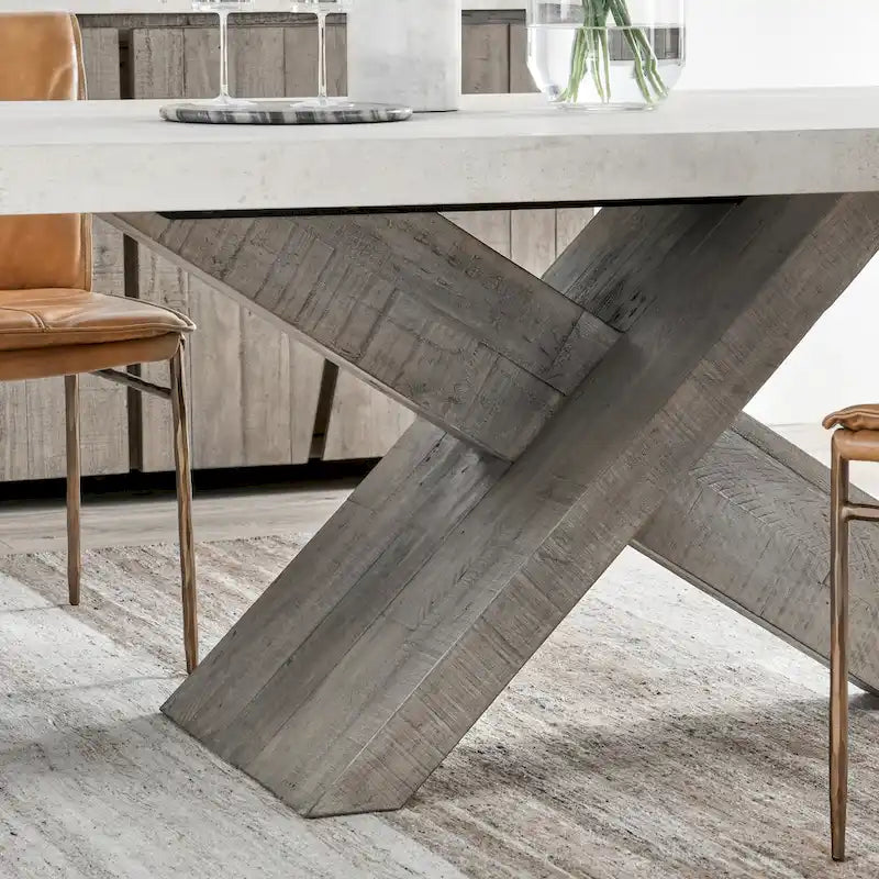 Modern Dining Table with Concrete Top and X Shape Base 6