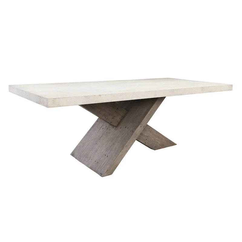 Modern Dining Table with Concrete Top and X Shape Base 7