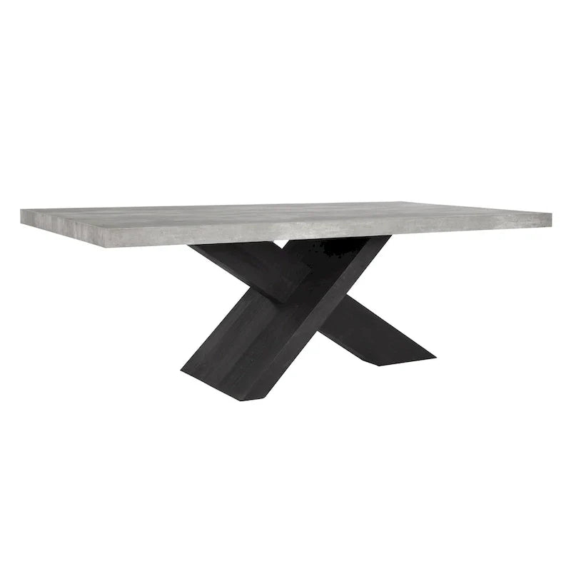 Modern Dining Table with Concrete Top and X Shape Base 9