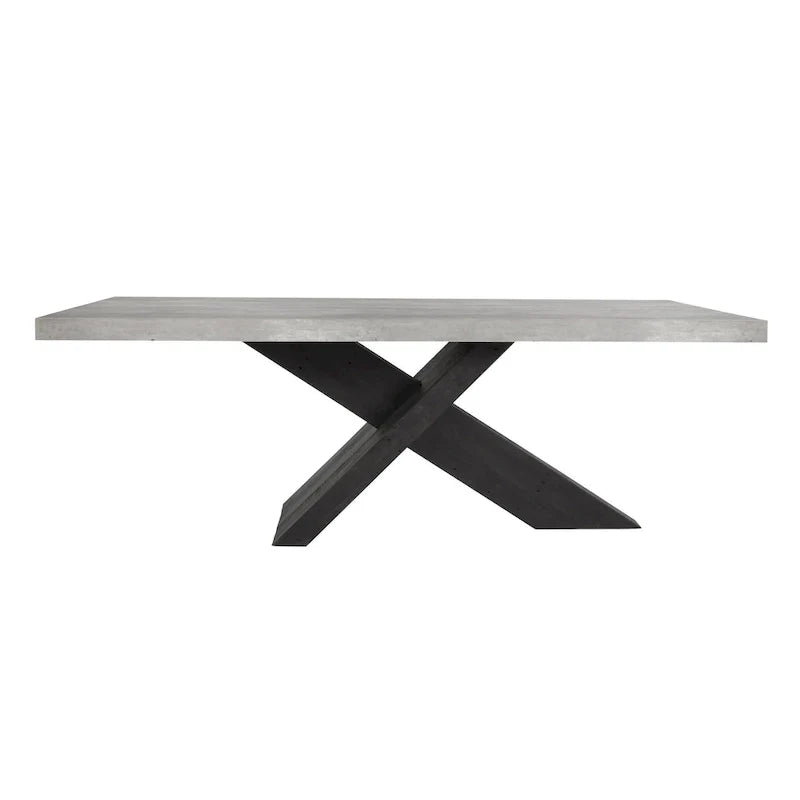 Modern Dining Table with Concrete Top and X Shape Base 10
