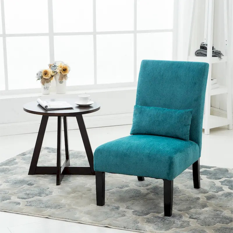 Porch & Den Vista Armless Chenille Accent Chair with Kidney Pillow 36