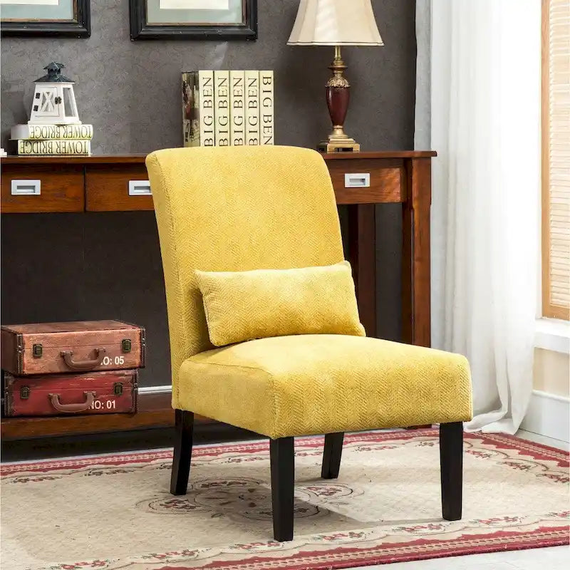 Porch & Den Vista Armless Chenille Accent Chair with Kidney Pillow 39