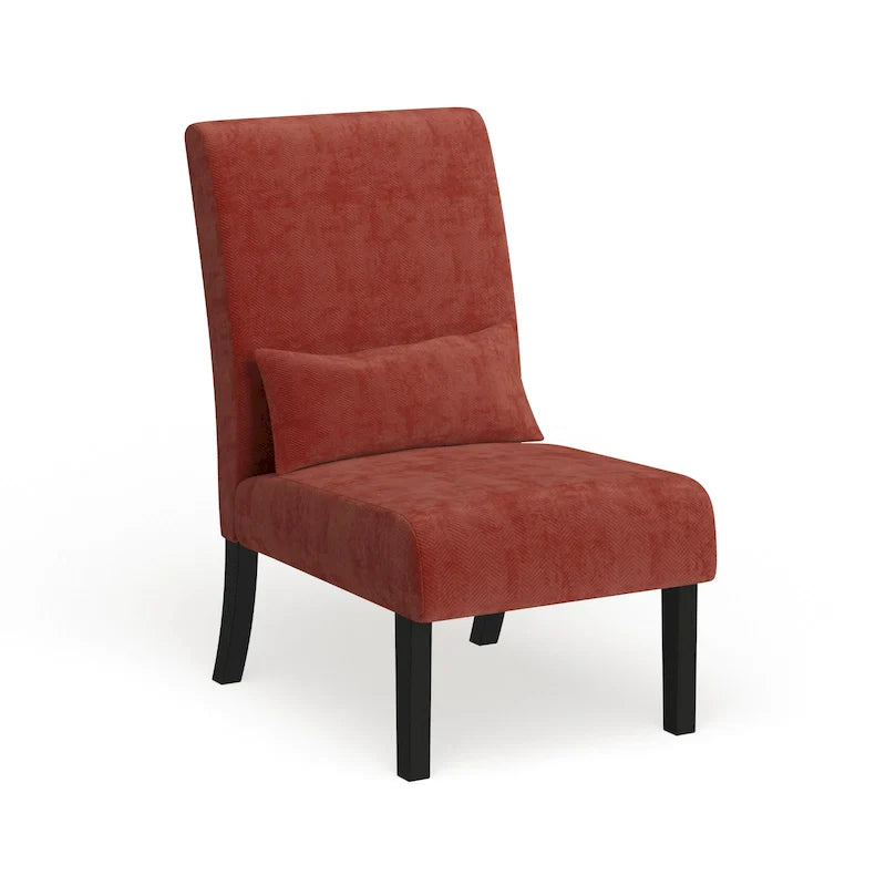 Porch & Den Vista Armless Chenille Accent Chair with Kidney Pillow 40