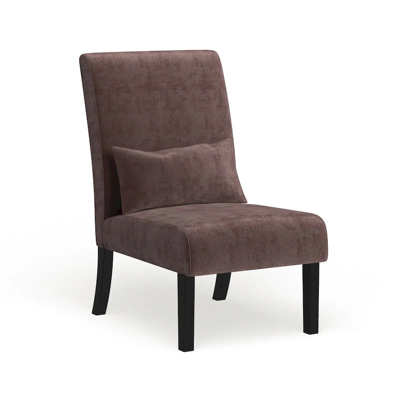 Porch & Den Vista Armless Chenille Accent Chair with Kidney Pillow 41
