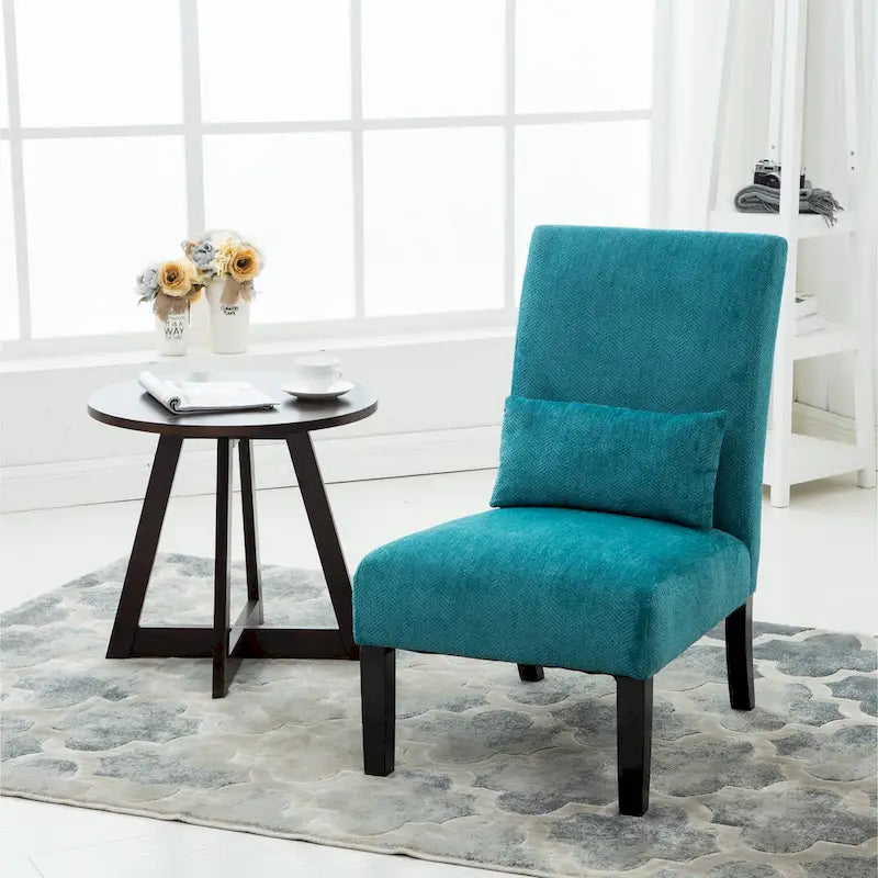 Porch & Den Vista Armless Chenille Accent Chair with Kidney Pillow