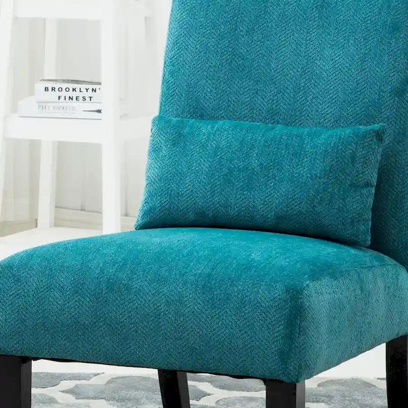 Porch & Den Vista Armless Chenille Accent Chair with Kidney Pillow