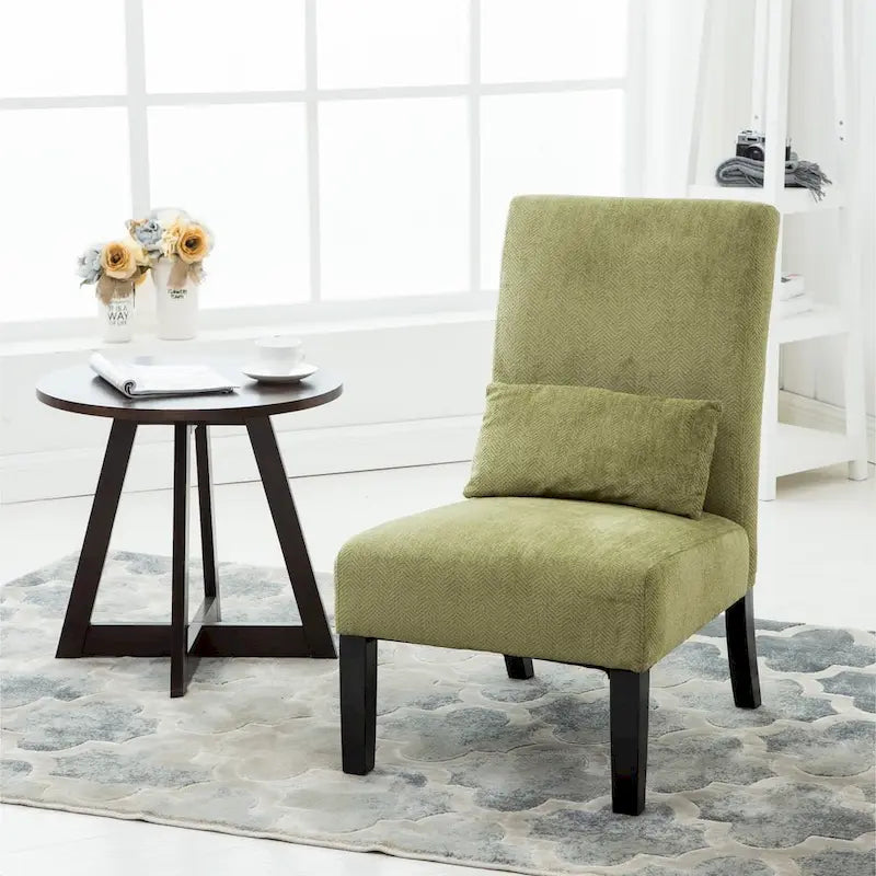Porch & Den Vista Armless Chenille Accent Chair with Kidney Pillow 3