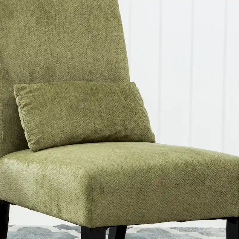 Porch & Den Vista Armless Chenille Accent Chair with Kidney Pillow 5