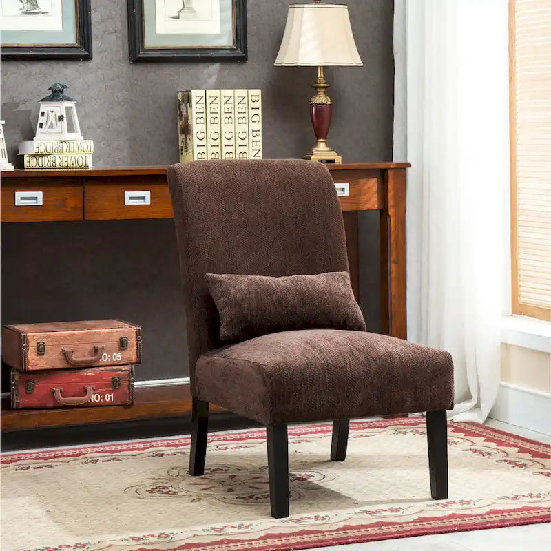 Porch & Den Vista Armless Chenille Accent Chair with Kidney Pillow 6