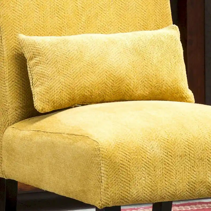Porch & Den Vista Armless Chenille Accent Chair with Kidney Pillow 10