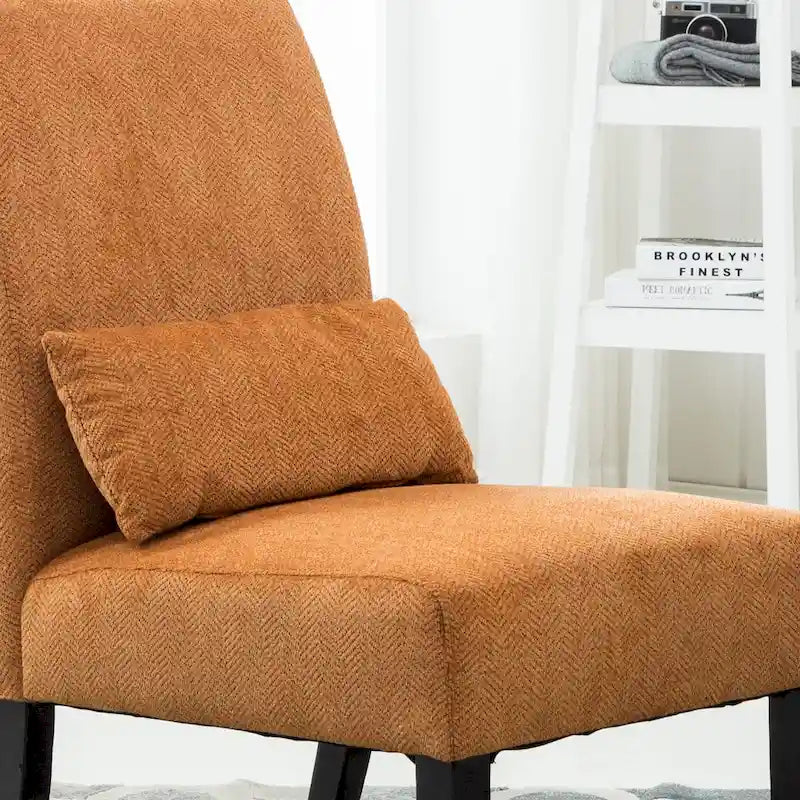 Porch & Den Vista Armless Chenille Accent Chair with Kidney Pillow 12