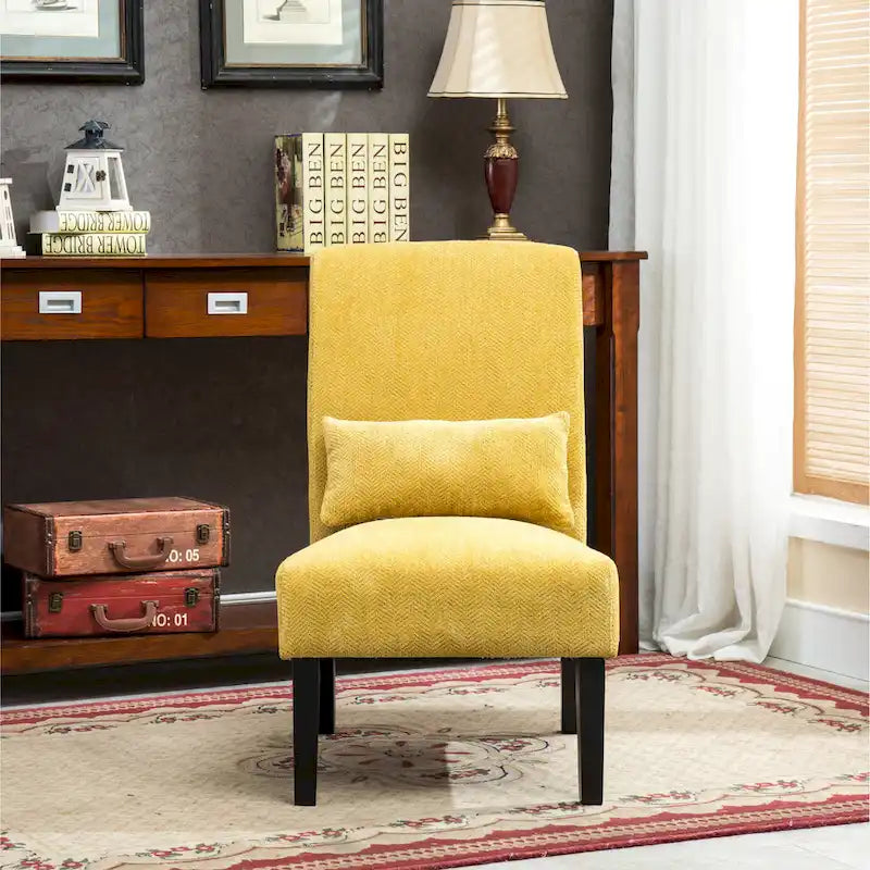 Porch & Den Vista Armless Chenille Accent Chair with Kidney Pillow 15