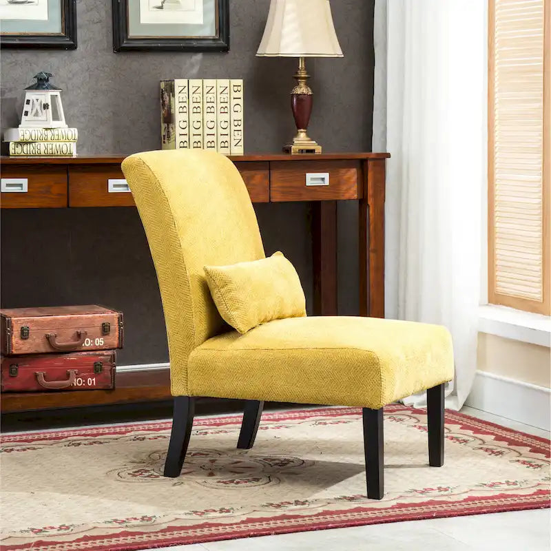 Porch & Den Vista Armless Chenille Accent Chair with Kidney Pillow 16