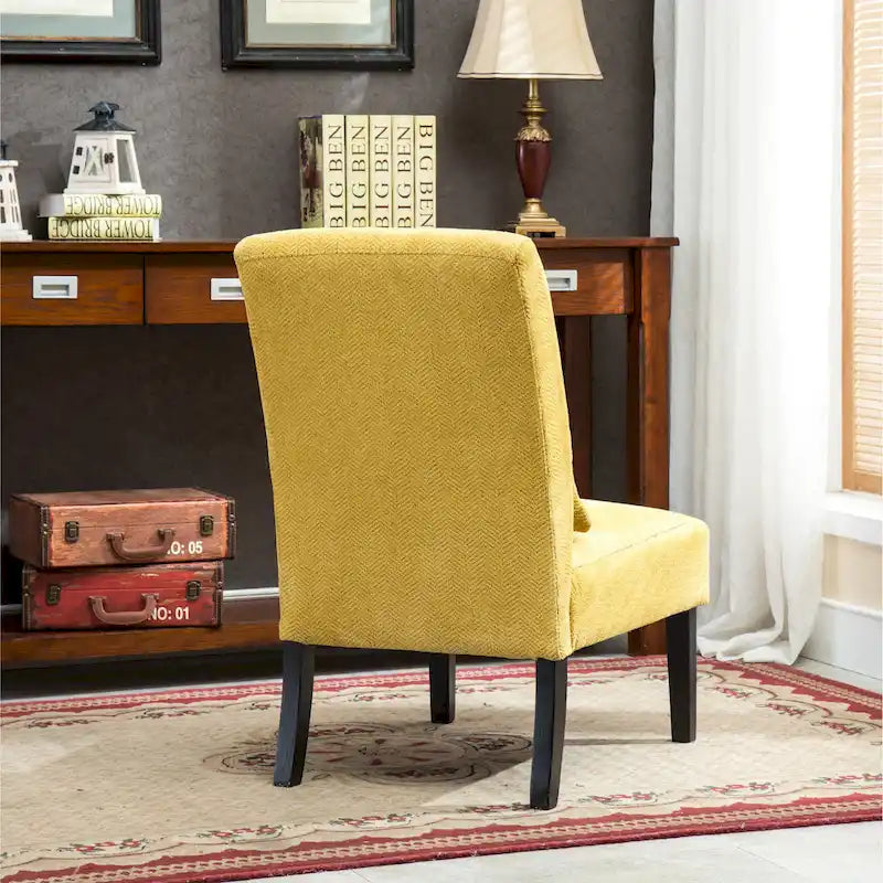 Porch & Den Vista Armless Chenille Accent Chair with Kidney Pillow 17