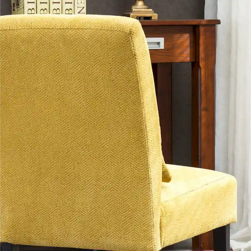 Porch & Den Vista Armless Chenille Accent Chair with Kidney Pillow 18