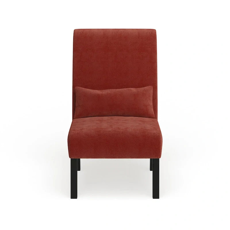 Porch & Den Vista Armless Chenille Accent Chair with Kidney Pillow 20