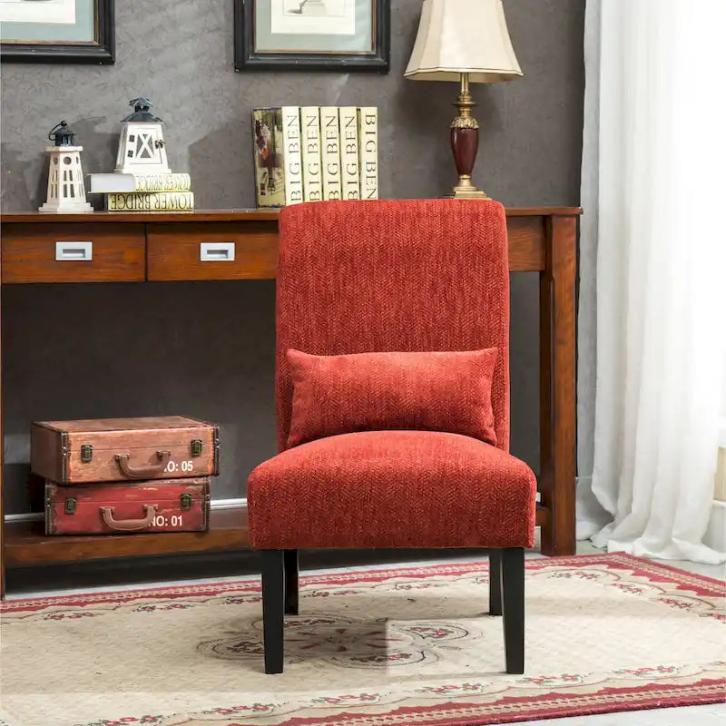 Porch & Den Vista Armless Chenille Accent Chair with Kidney Pillow 23