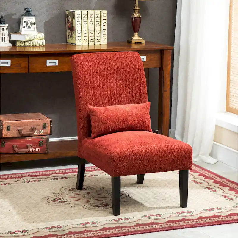 Porch & Den Vista Armless Chenille Accent Chair with Kidney Pillow 24