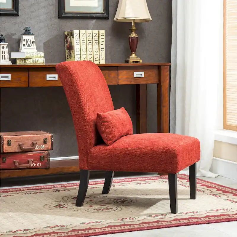 Porch & Den Vista Armless Chenille Accent Chair with Kidney Pillow 25
