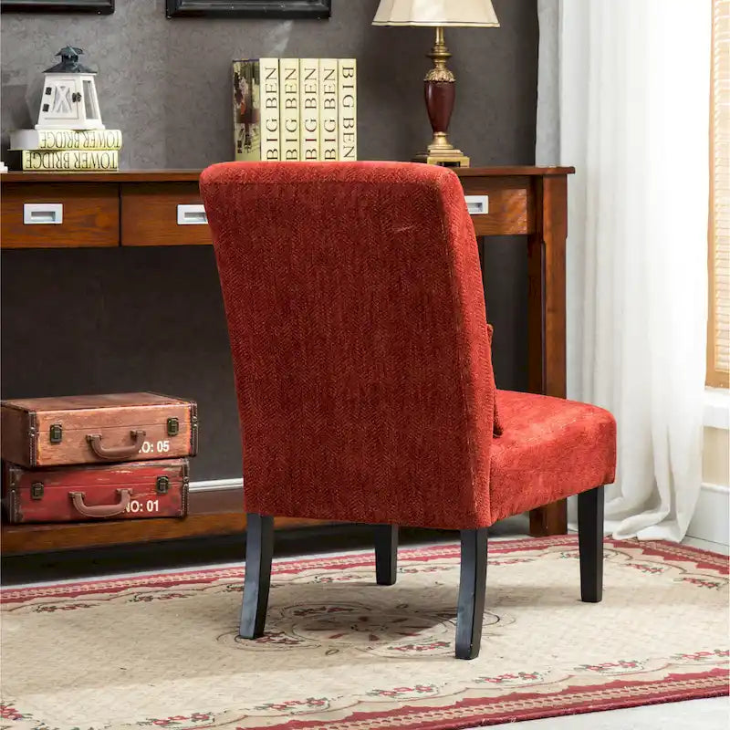 Porch & Den Vista Armless Chenille Accent Chair with Kidney Pillow 26