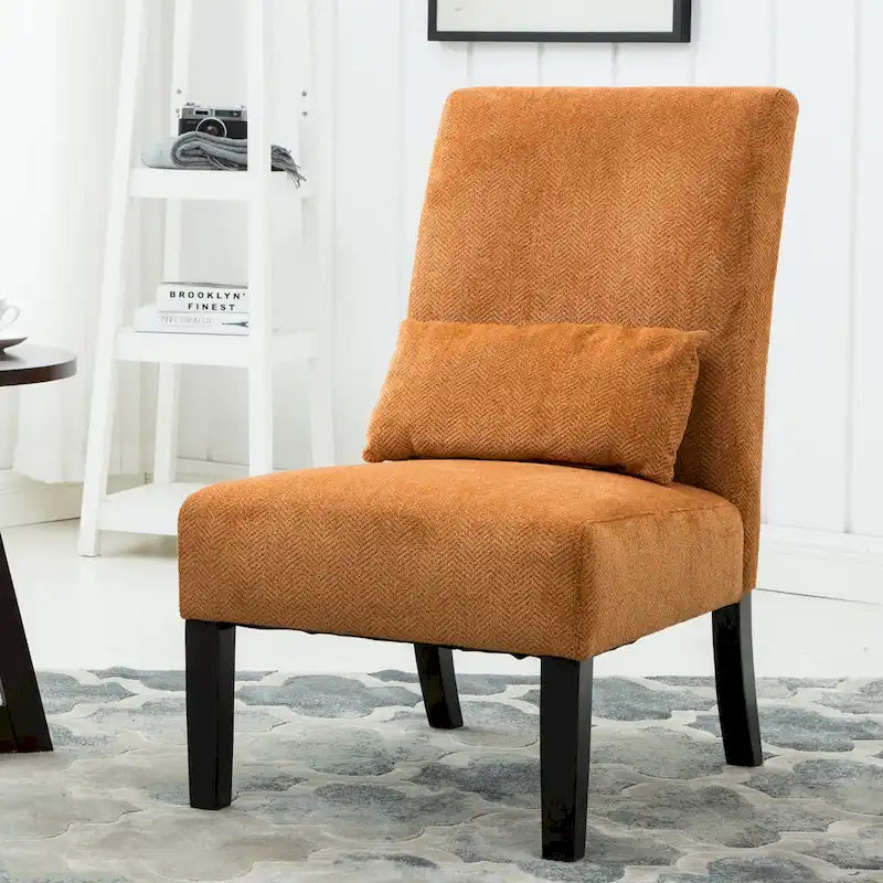 Porch & Den Vista Armless Chenille Accent Chair with Kidney Pillow 35