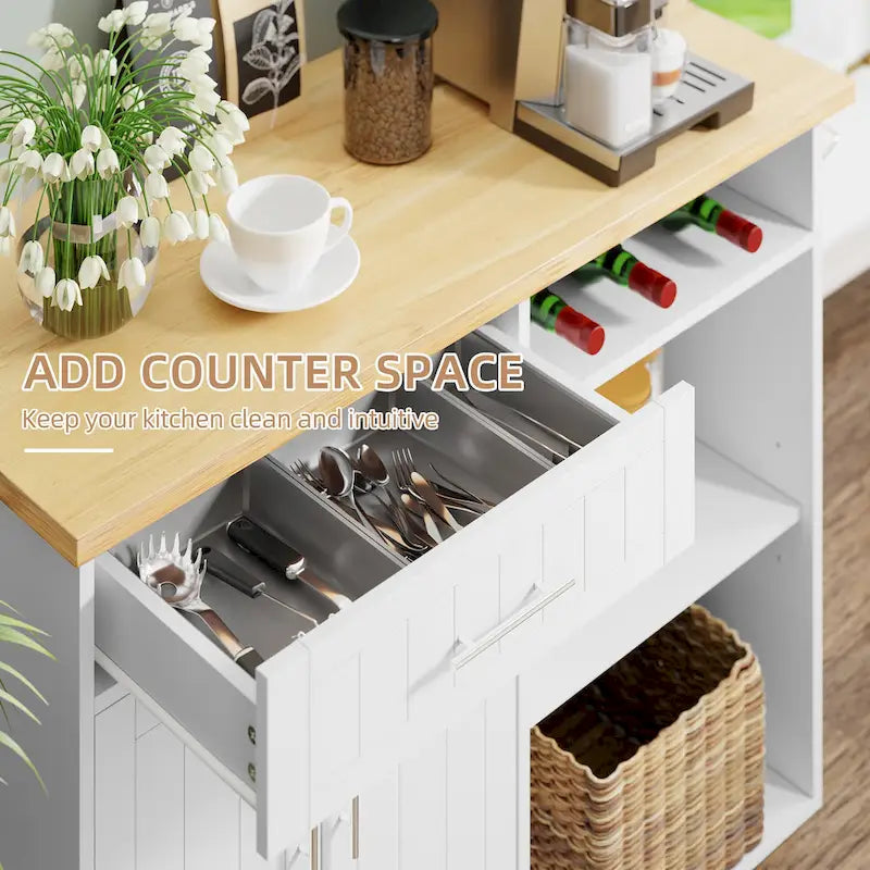 Futzca Kitchen Island Cart with Storage Cabinet and Drawers - Not Applicable 4