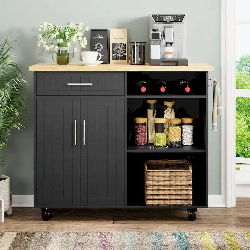 Futzca Kitchen Island Cart with Storage Cabinet and Drawers - Not Applicable 8