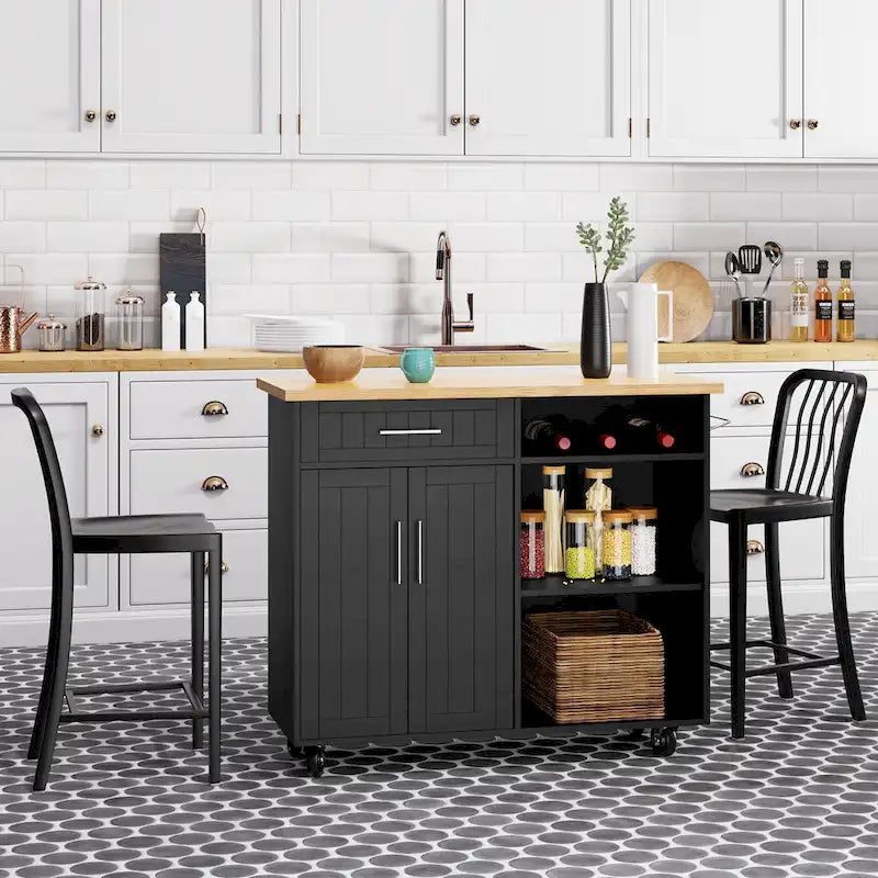 Futzca Kitchen Island Cart with Storage Cabinet and Drawers - Not Applicable 9