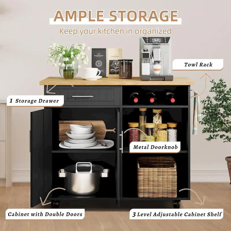 Futzca Kitchen Island Cart with Storage Cabinet and Drawers - Not Applicable 12