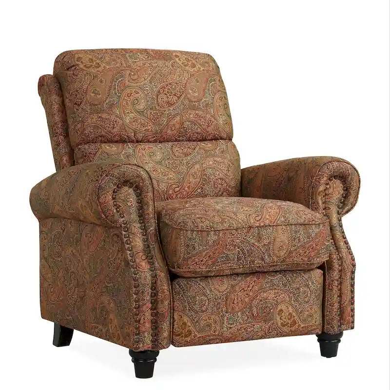 Push Back Recliner Chair with Padded Cushion and Solid Wood Legs 28