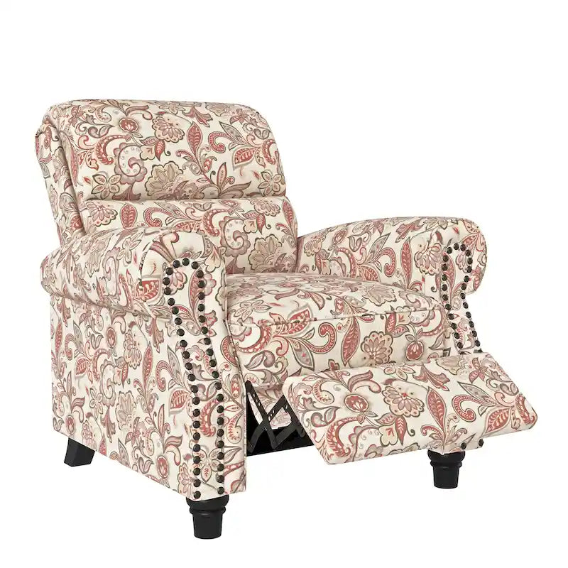 Push Back Recliner Chair with Padded Cushion and Solid Wood Legs 29
