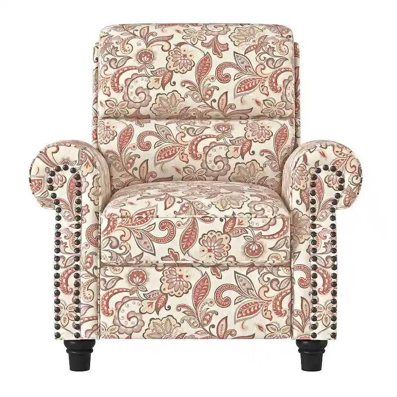Push Back Recliner Chair with Padded Cushion and Solid Wood Legs 14