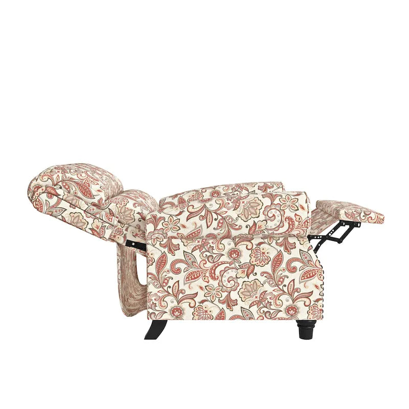 Push Back Recliner Chair with Padded Cushion and Solid Wood Legs 15