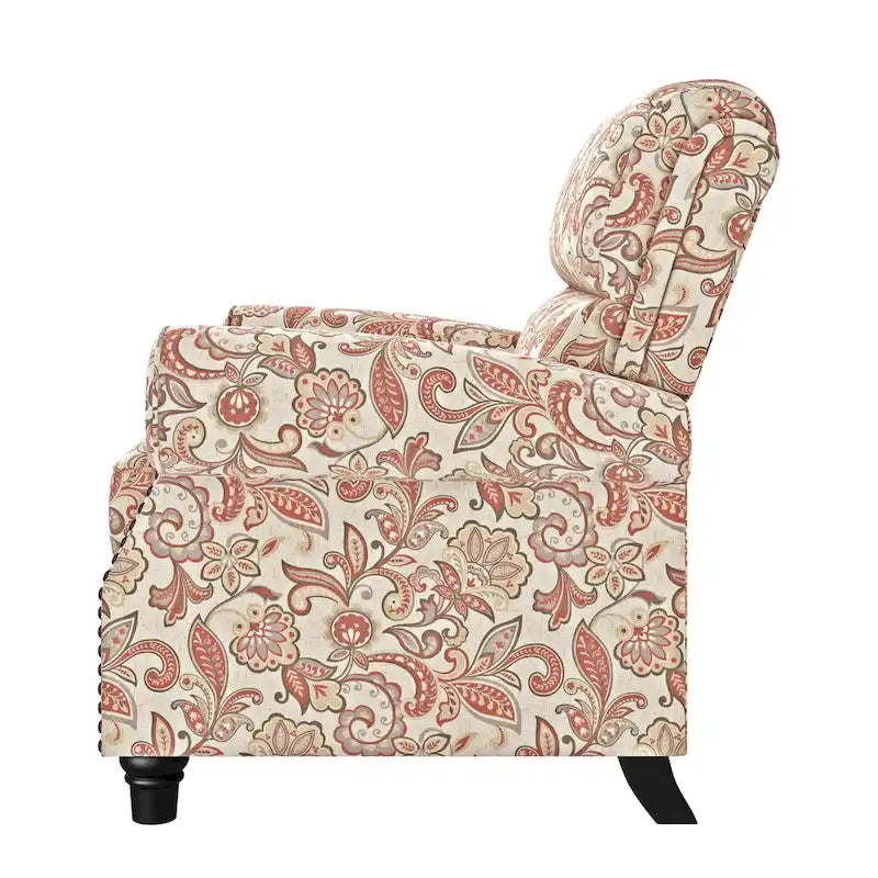 Push Back Recliner Chair with Padded Cushion and Solid Wood Legs 17