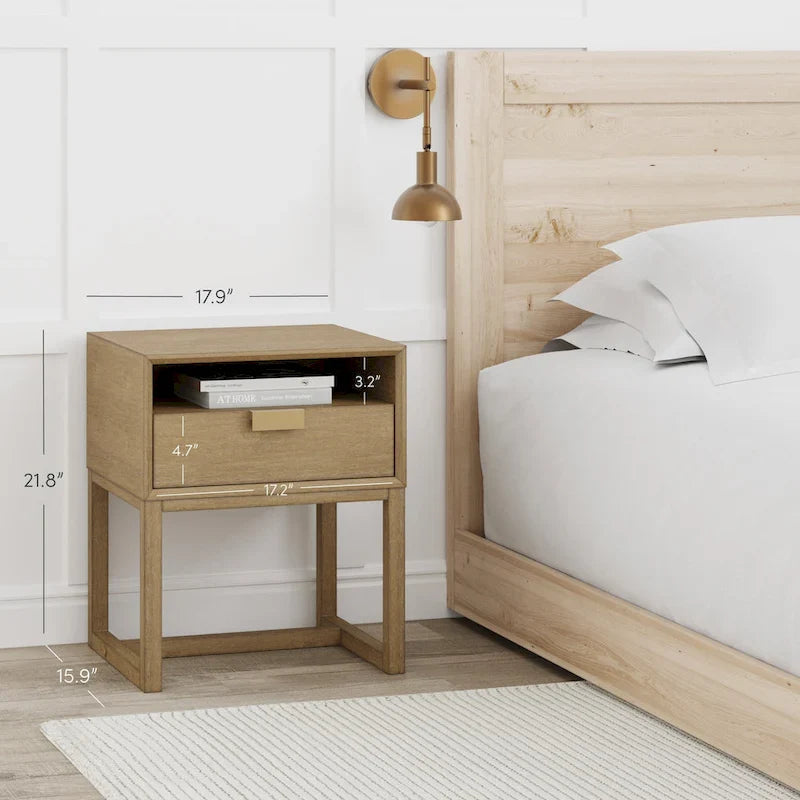 Nathan James Luke Wooden End Table with Storage Drawer and Open Cubby 6