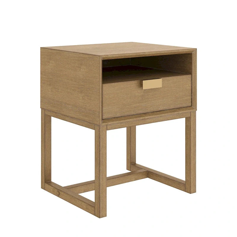 Nathan James Luke Wooden End Table with Storage Drawer and Open Cubby 7