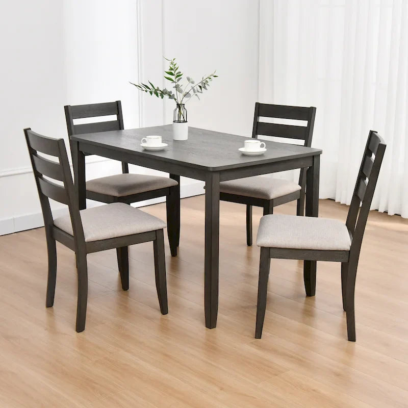 Set of 4 Slat Back Wooden Dining Chairs 22