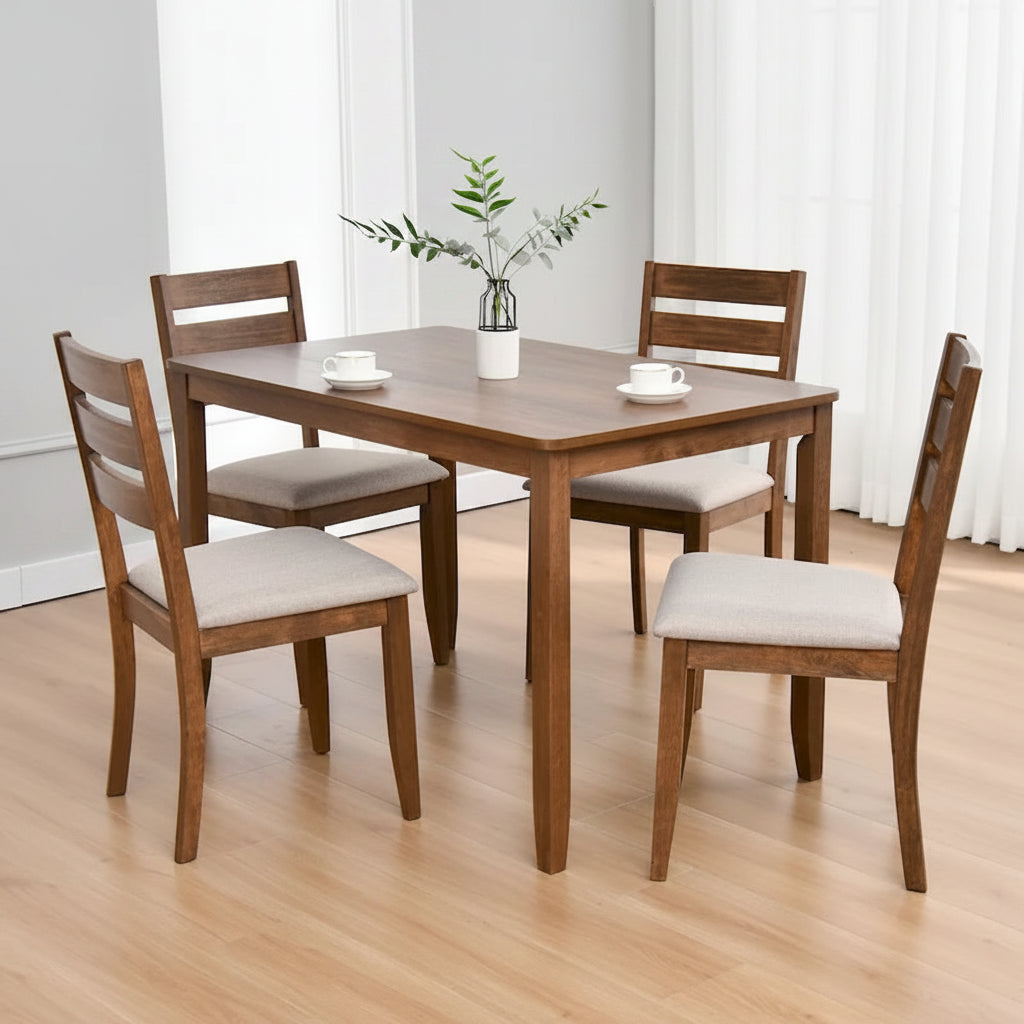 Set of 4 Slat Back Wooden Dining Chairs 23