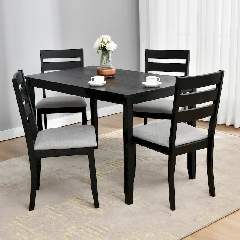 Set of 4 Slat Back Wooden Dining Chairs 24