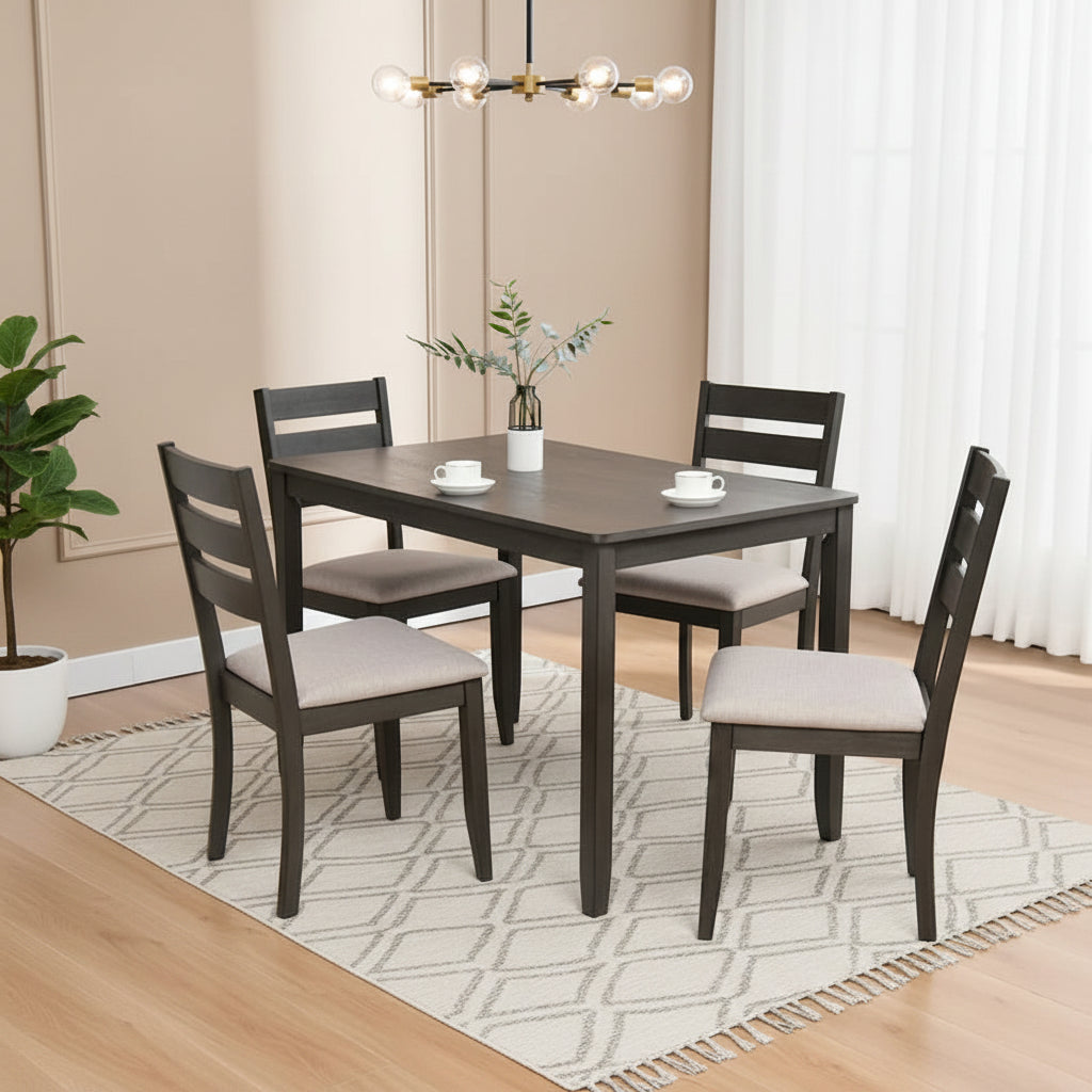 Set of 4 Slat Back Wooden Dining Chairs 1
