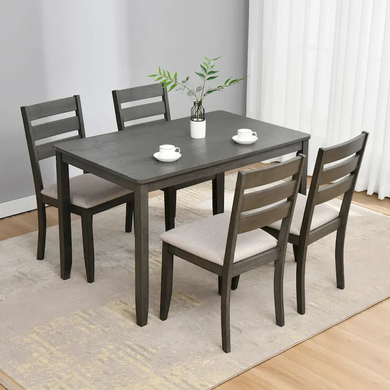 Set of 4 Slat Back Wooden Dining Chairs 2