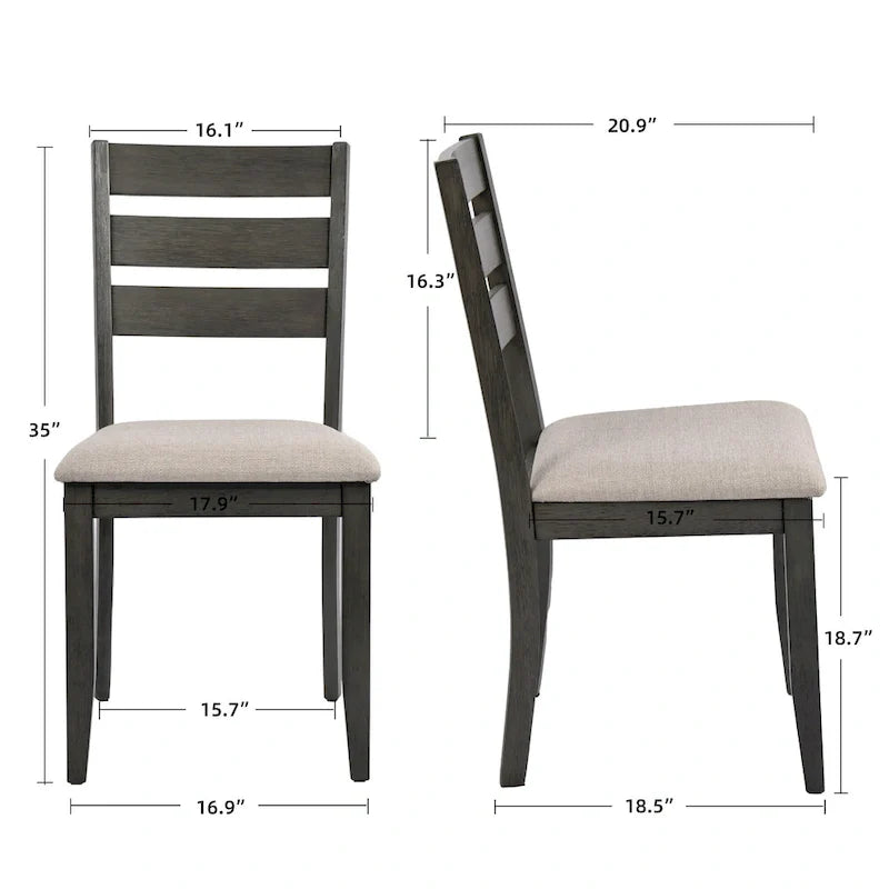 Set of 4 Slat Back Wooden Dining Chairs 4