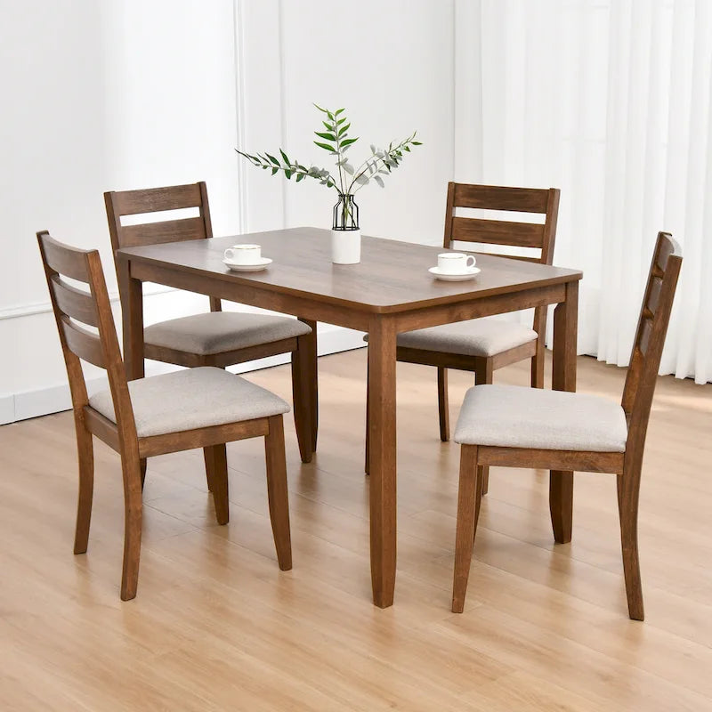 Set of 4 Slat Back Wooden Dining Chairs 8