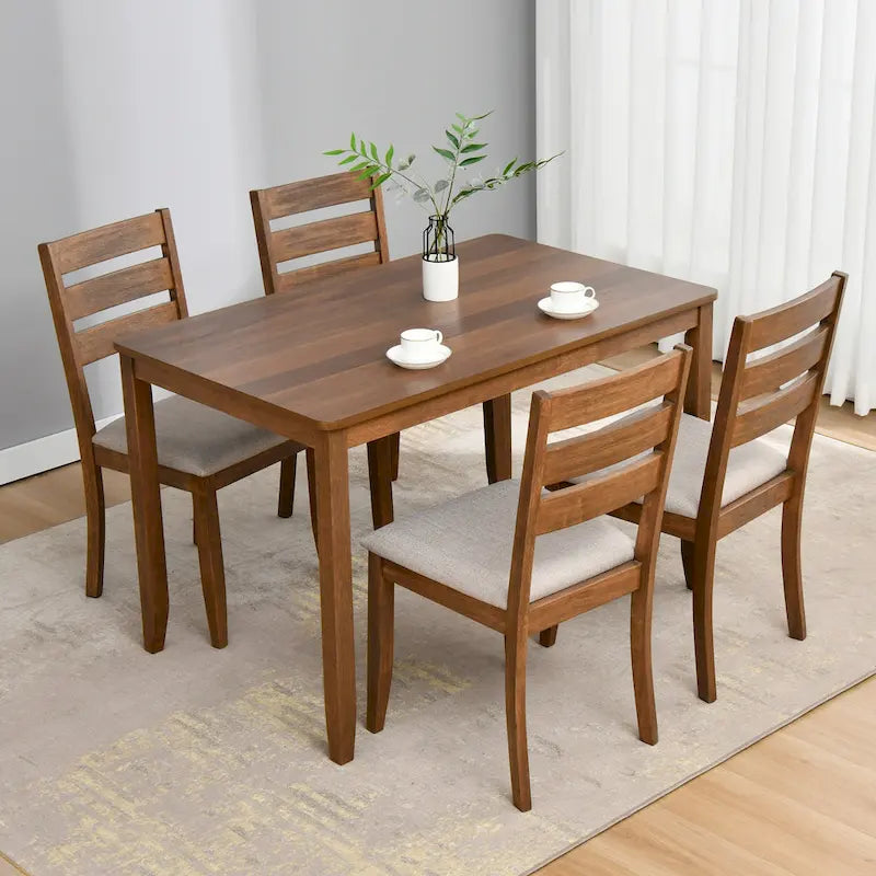 Set of 4 Slat Back Wooden Dining Chairs 9