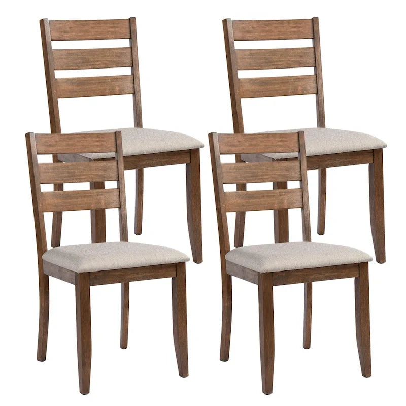 Set of 4 Slat Back Wooden Dining Chairs 10