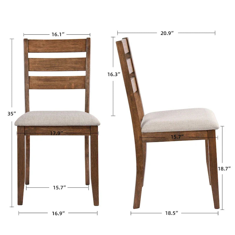 Set of 4 Slat Back Wooden Dining Chairs 11