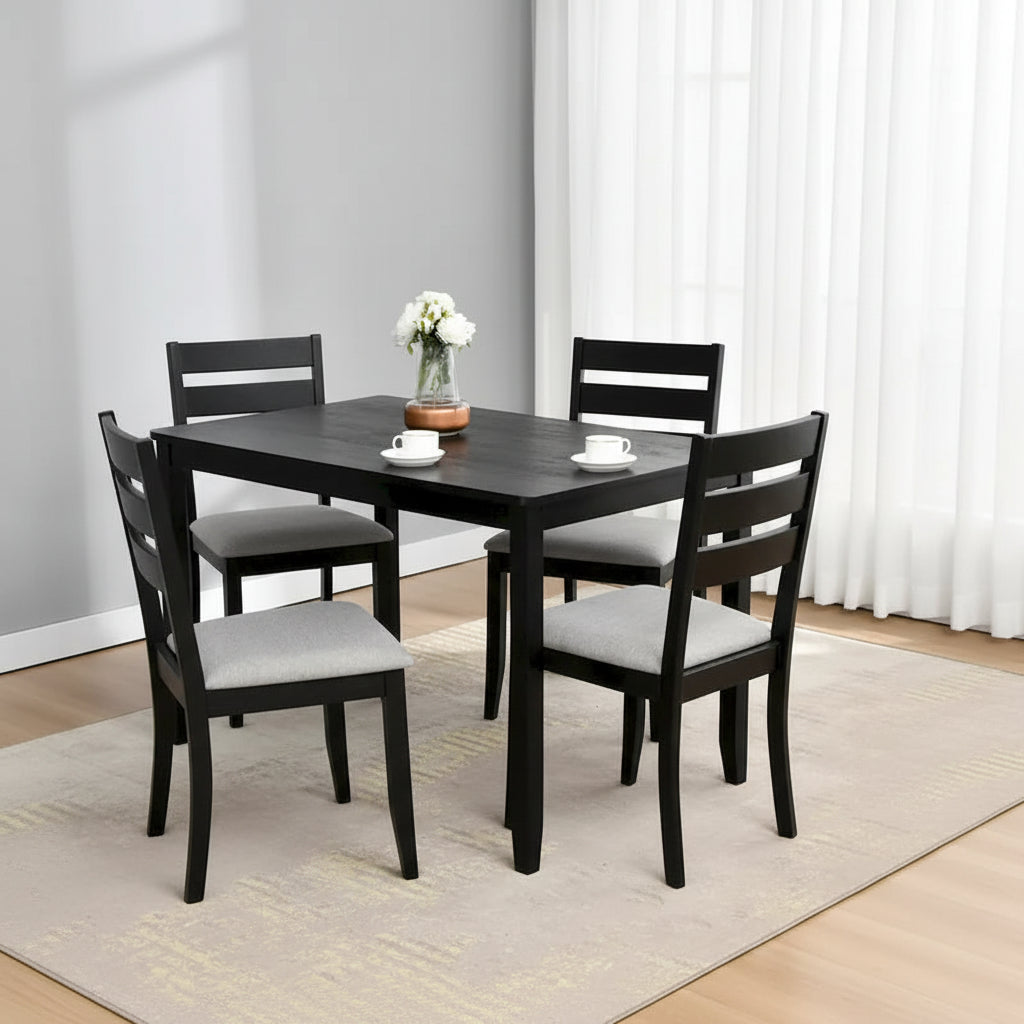 Set of 4 Slat Back Wooden Dining Chairs 15
