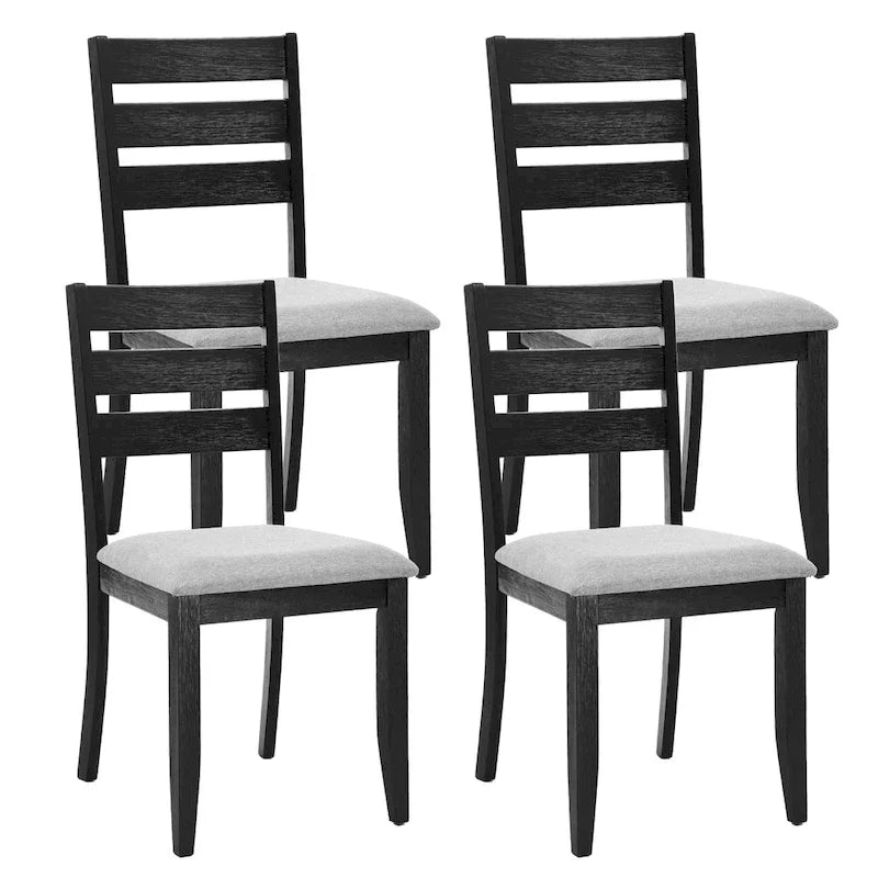 Set of 4 Slat Back Wooden Dining Chairs 17